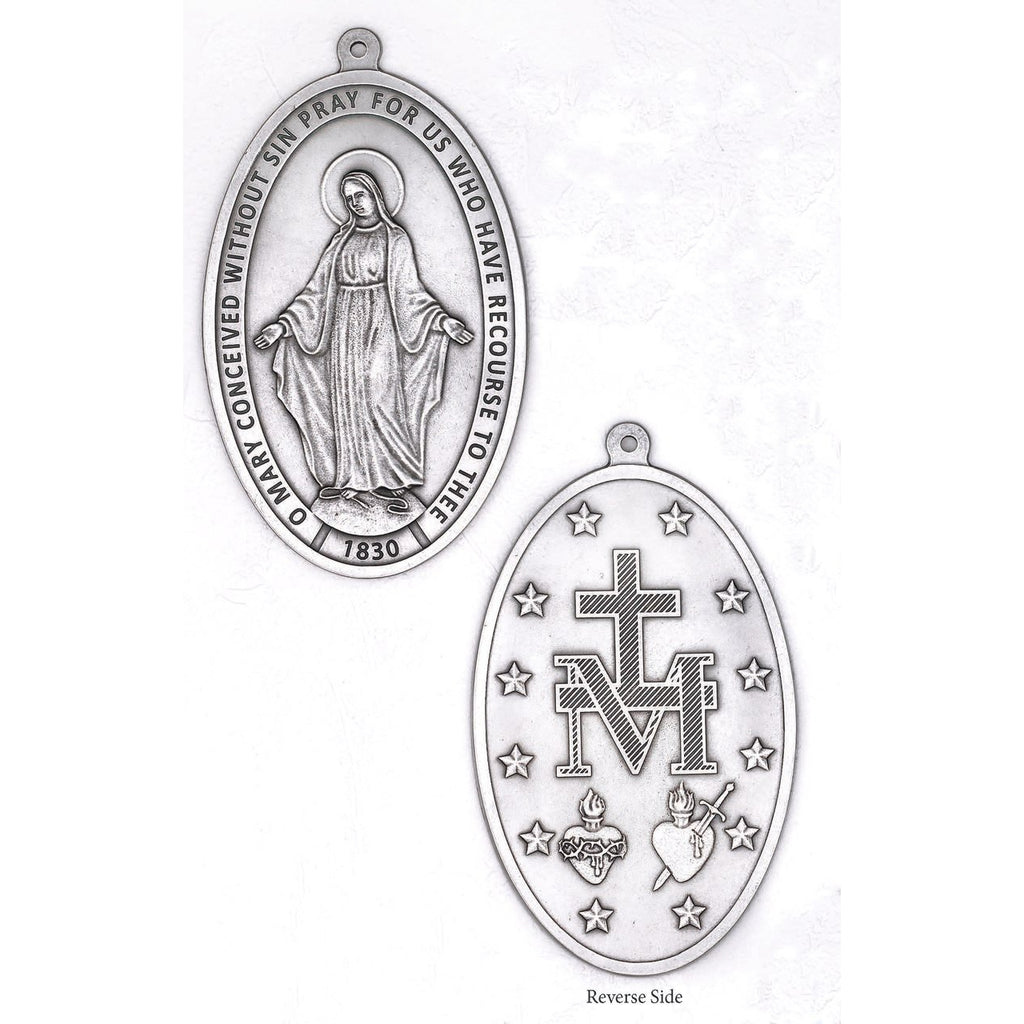 The Miraculous Medal - Small Wall Medal - Silver Tone