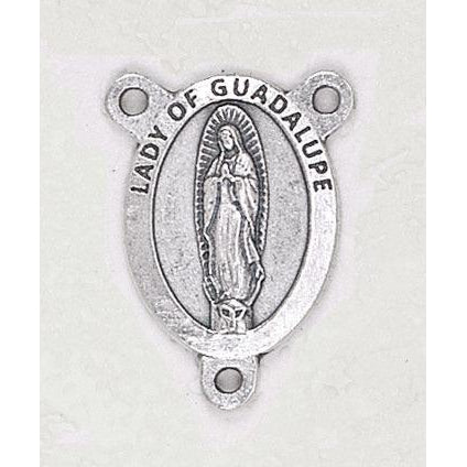 Our Lady of Guadalupe 3/4 inch Silver Toned Rosary Center English