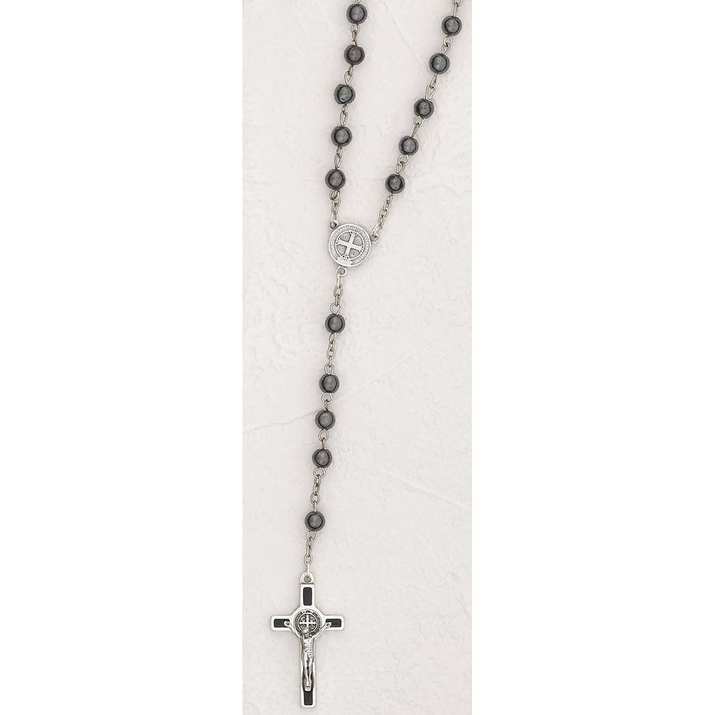 St Benedict Hematite Rosary