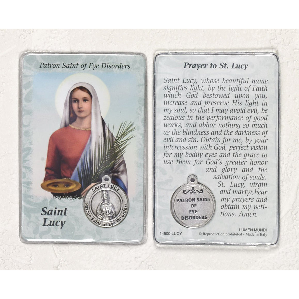 Healing Saint - St Lucy Card with Medal