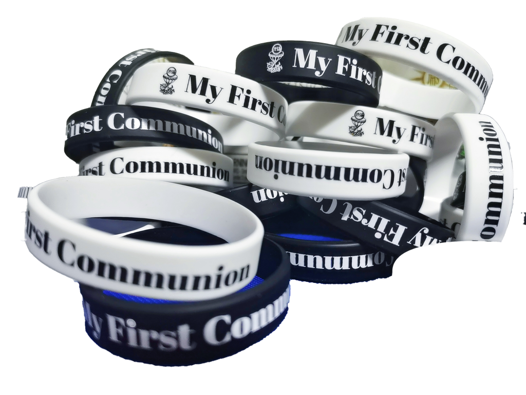 Silicone bracelets (black and white) with FREE Communion Display Case
